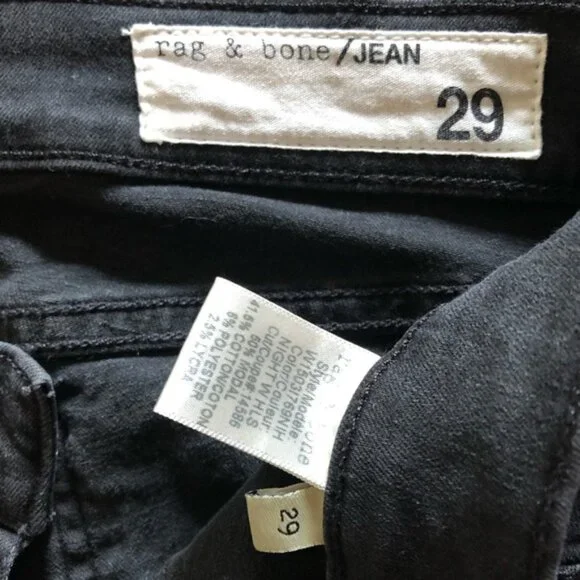 Rag & Bone Black Skinny Pants with Holes Distressed Denim Leggings 29 - Picture 11 of 14